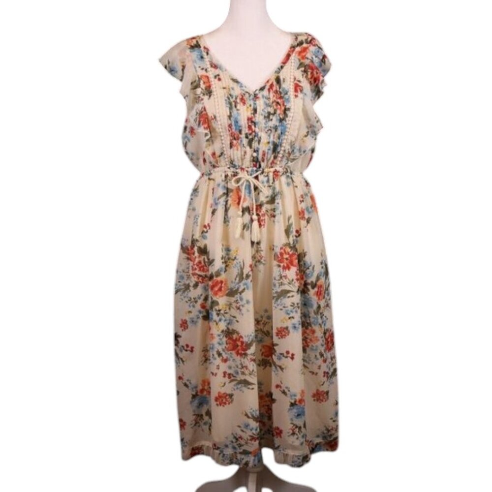 Abercrombie And Fitch Floral Ruffle Pintuck Draws… - image 2